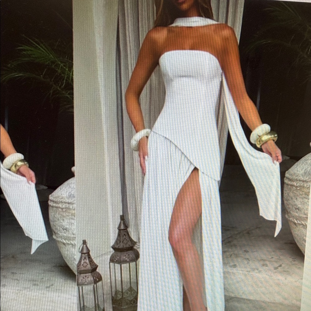 Babyboo MALIYAH MAXI DRESS  White Maxi Dress with High Slit